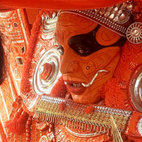 Theyyam, religious rituals, Malabar area, Kerala, Thai Paradevatha closeup 200x200